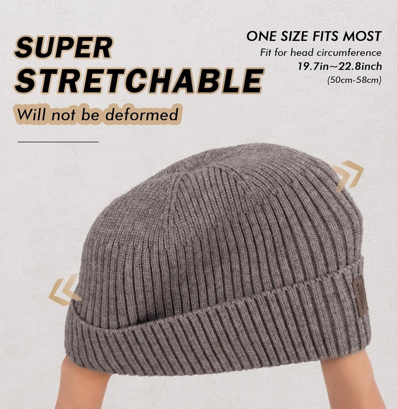 Wmcaps Warm Beanie for Men Women, Fleece Lined Beanie Warm Winter Caps Unisex Fashion Knit Cuffed Cap - Image 3
